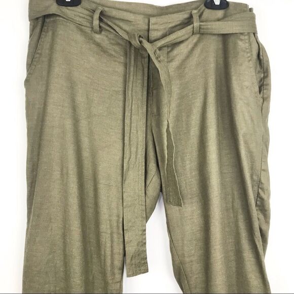 Kut from the Kloth Olive Green Linen Blend Crop Pants - Picture 2 of 9